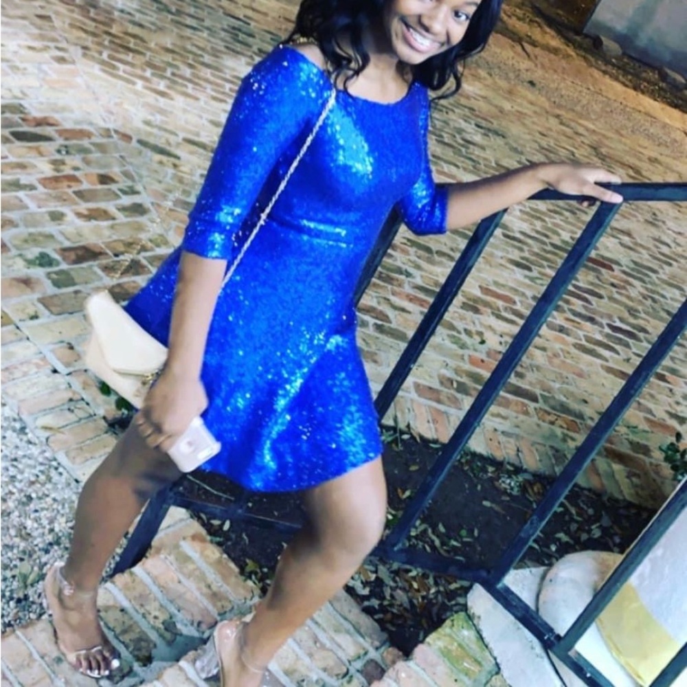Stunning Blue Sequin Dress - Picture 2 of 3